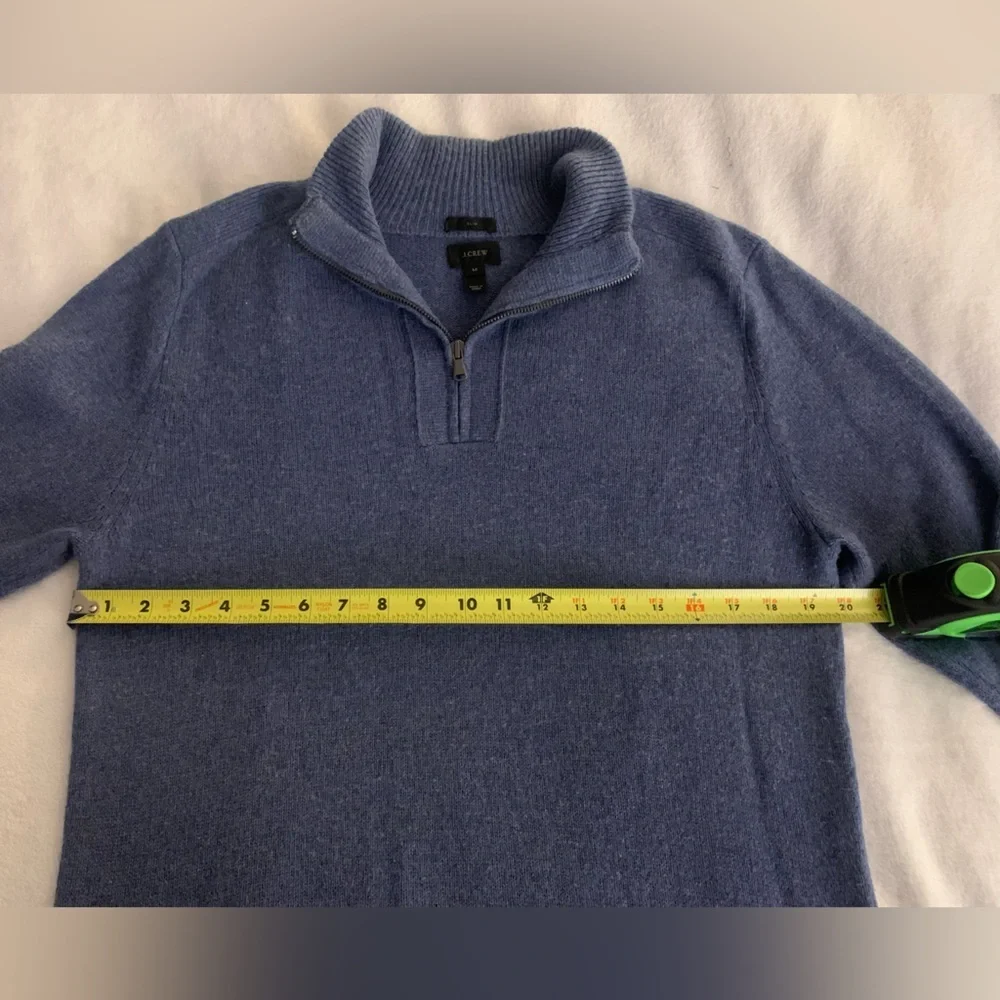 J. Crew Men's Blue 1/4 Zip Slim M Merino Wool Alpaca Blend Sweater Elbow Patches